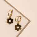 Gold Flower Cutout Hoop Earings