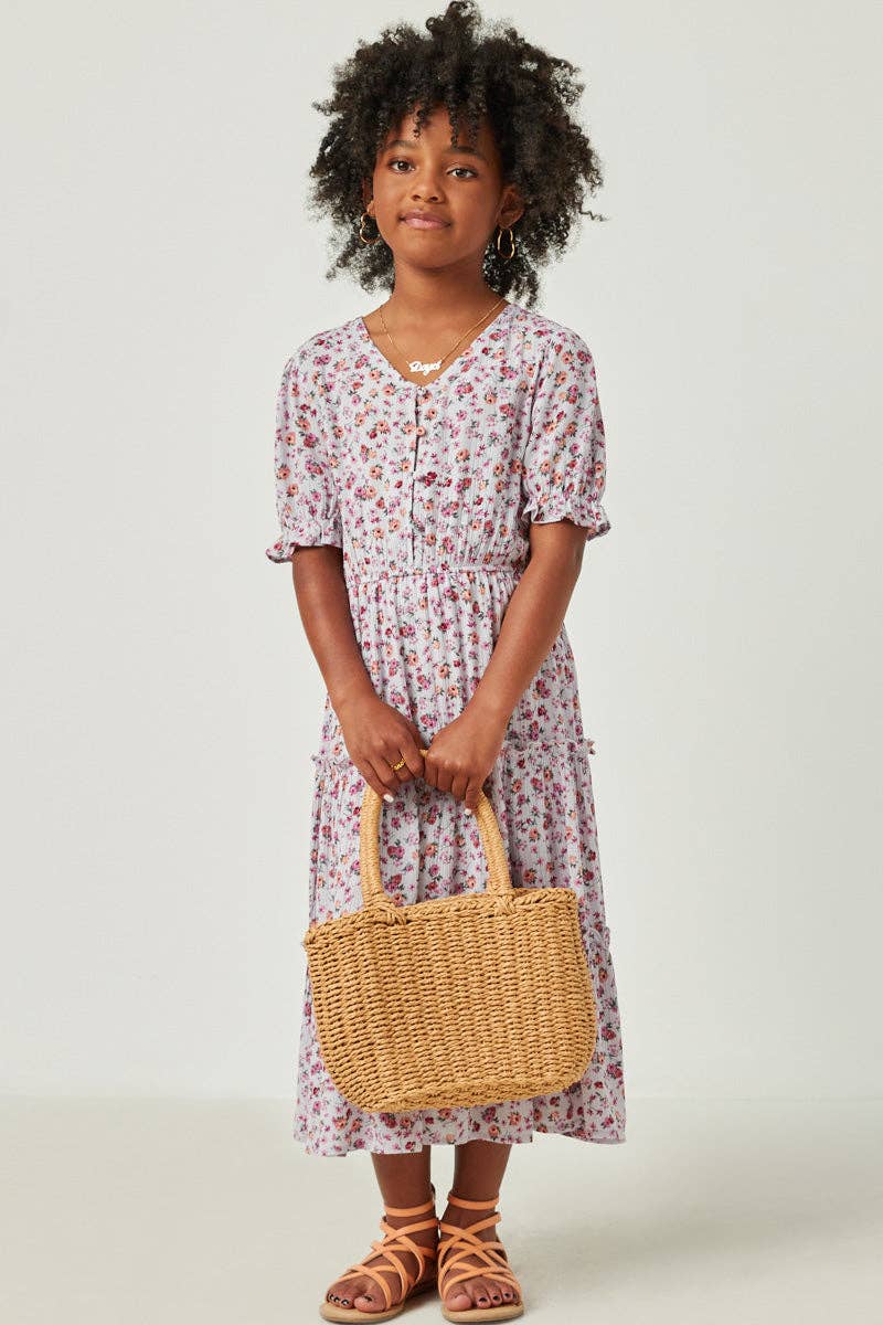 Ditsy Floral Button Ruffle Dress