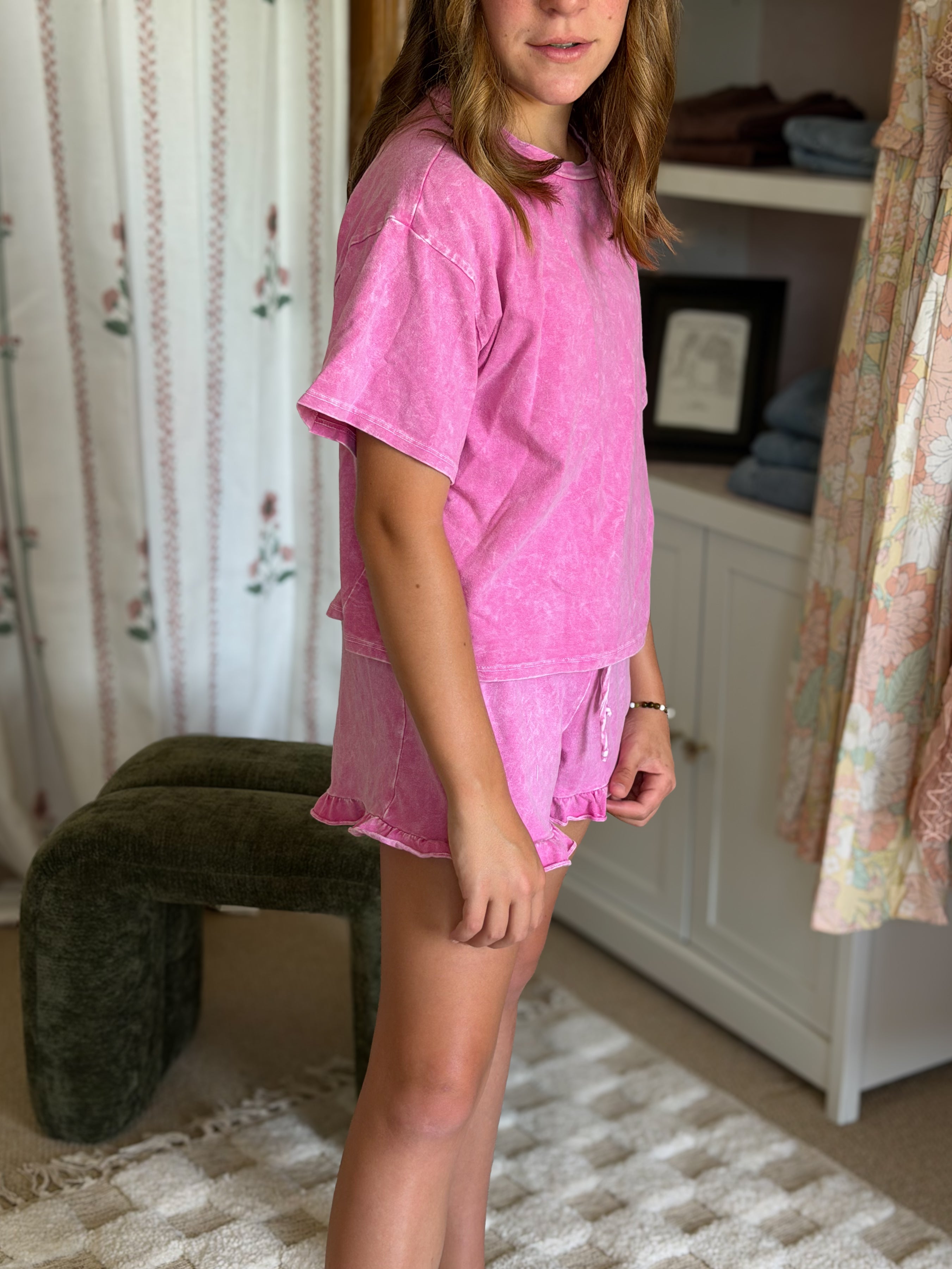Mineral Washed Top and Shorts Set