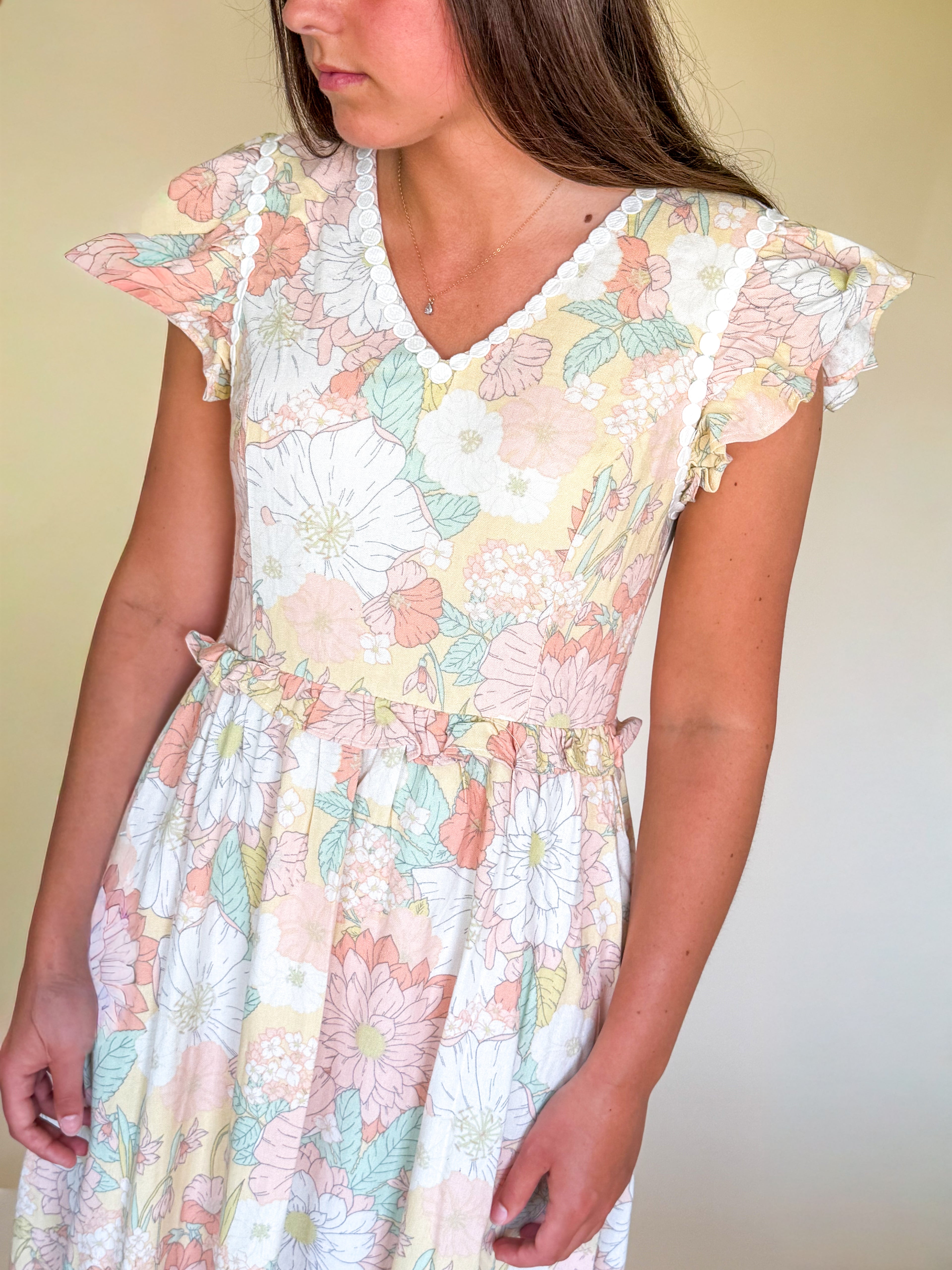 Floral Flutter Midi Dress