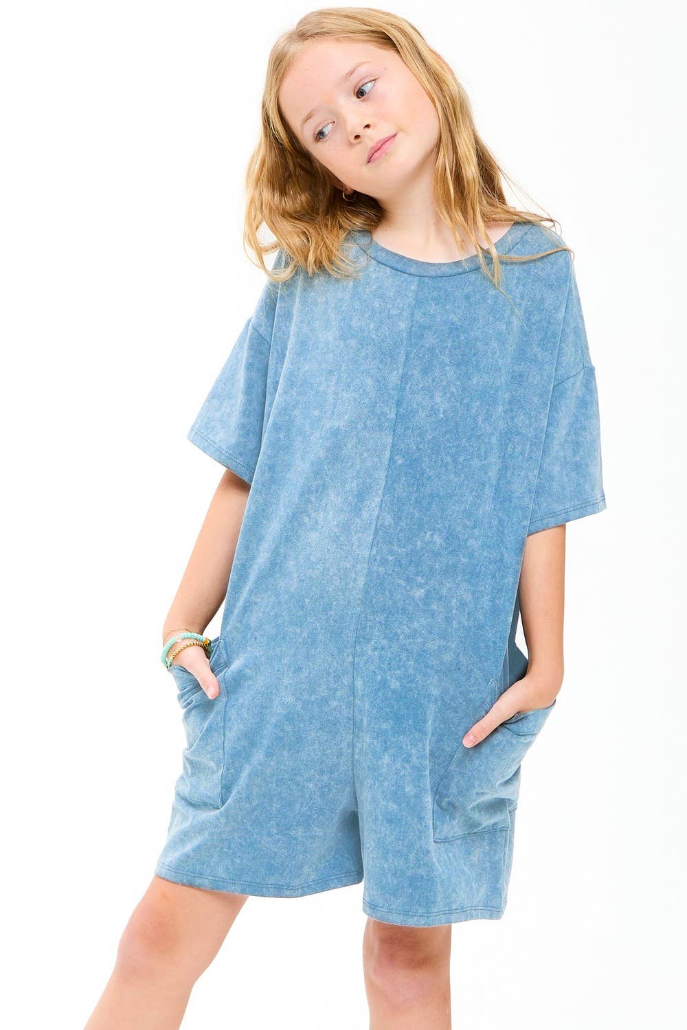 Mineral Washed Low-Back Oversized Romper