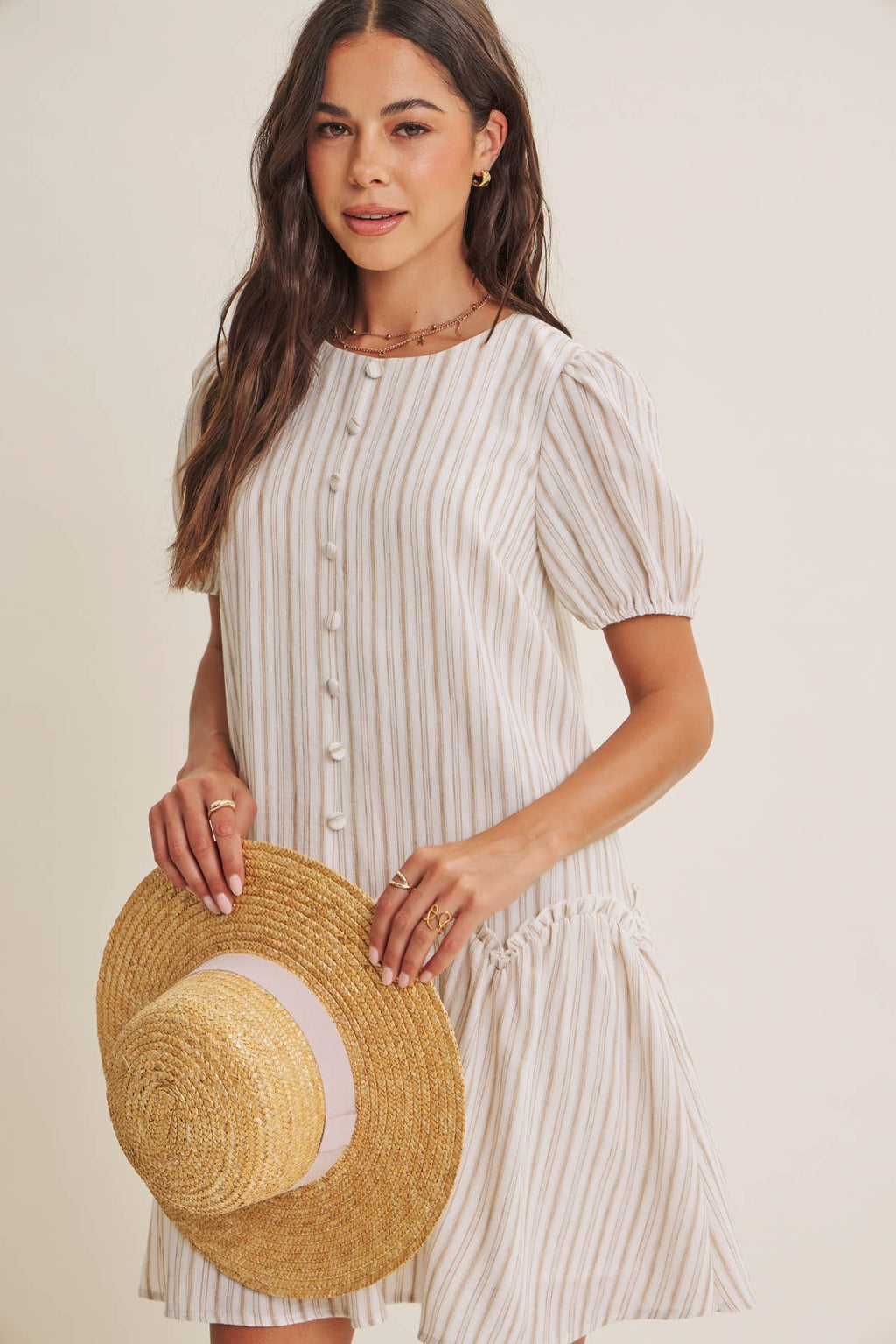 Stripe Puff Sleeve Dress