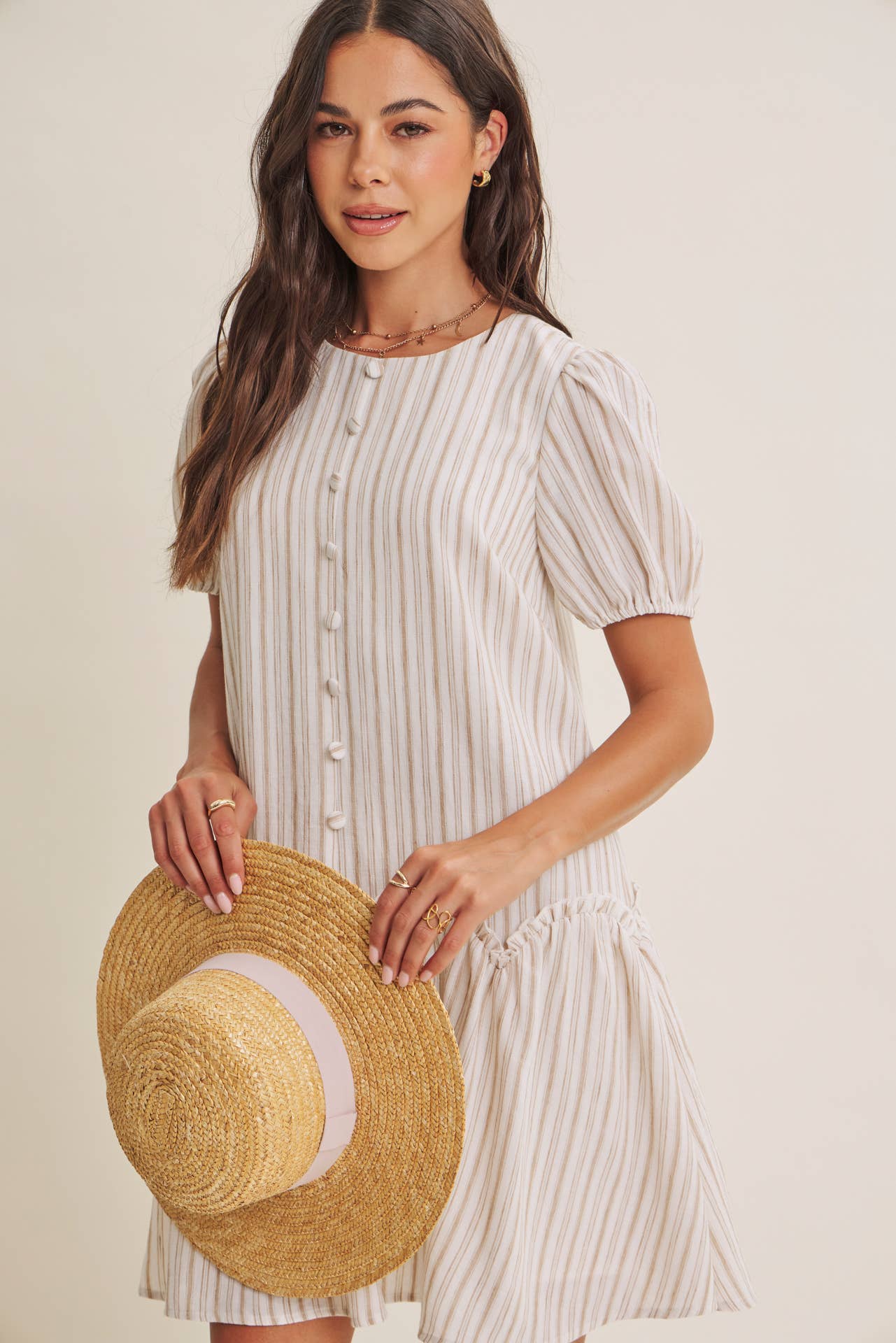 Stripe Puff Sleeve Dress