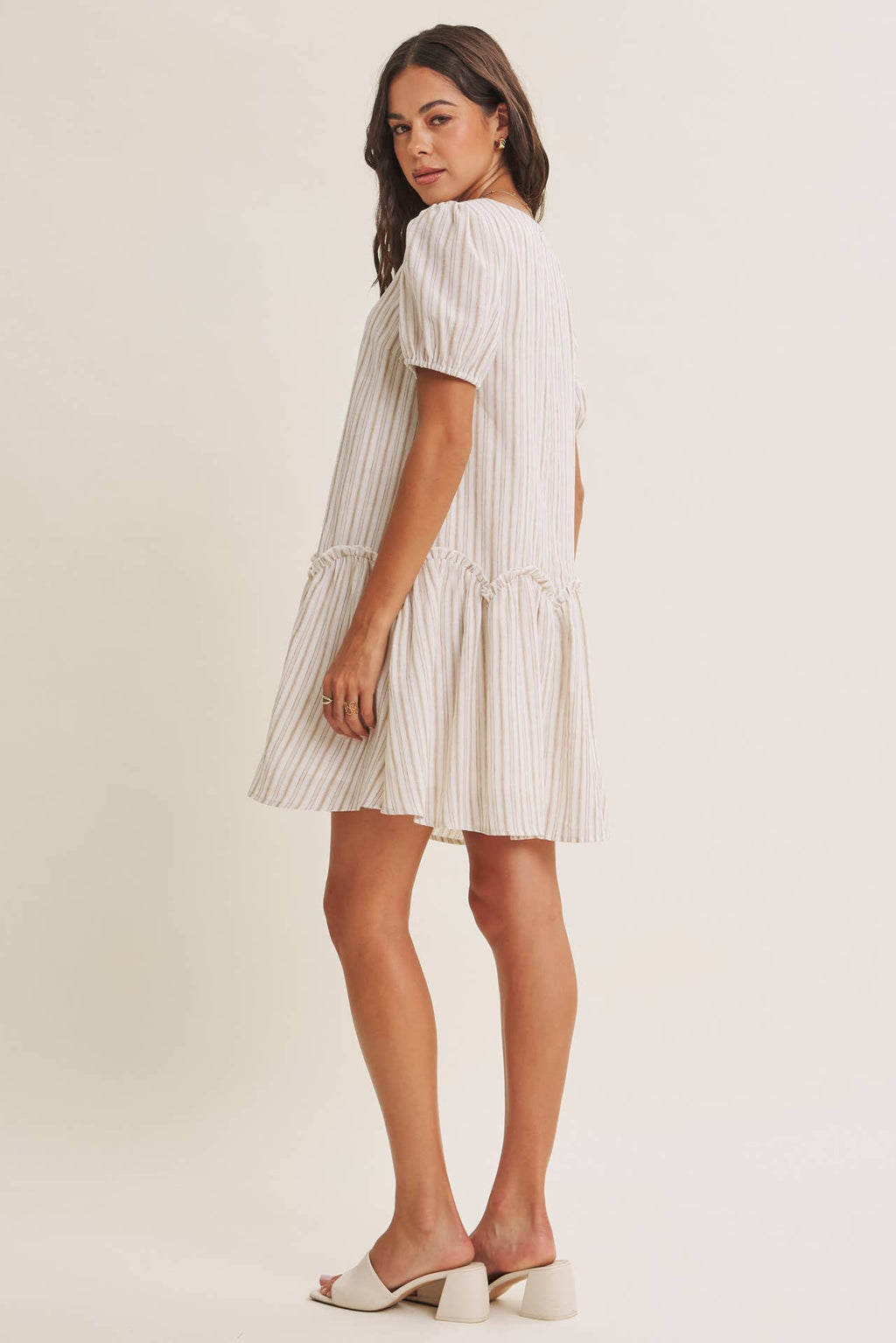 Stripe Puff Sleeve Dress