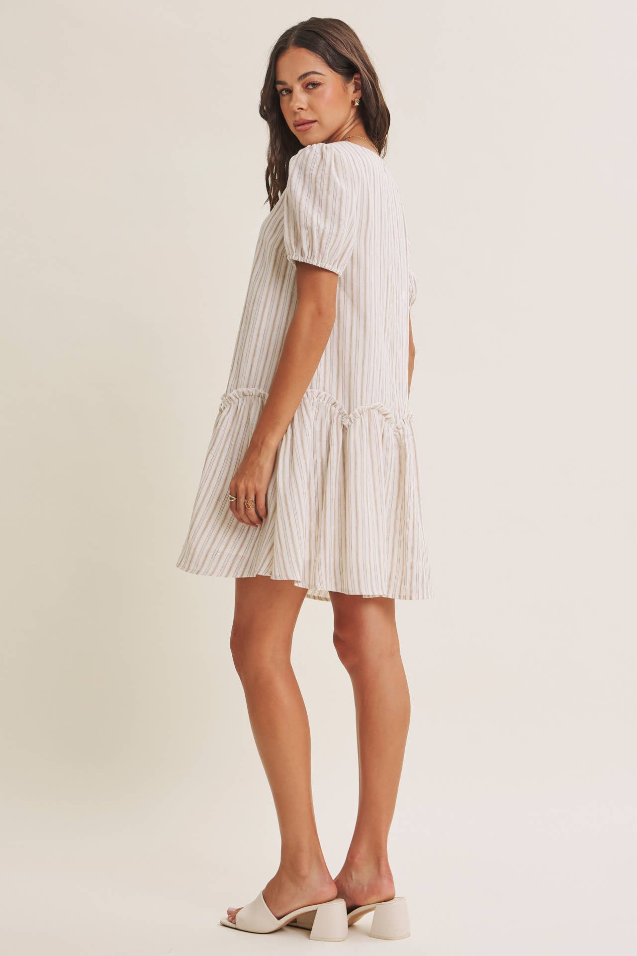 Stripe Puff Sleeve Dress