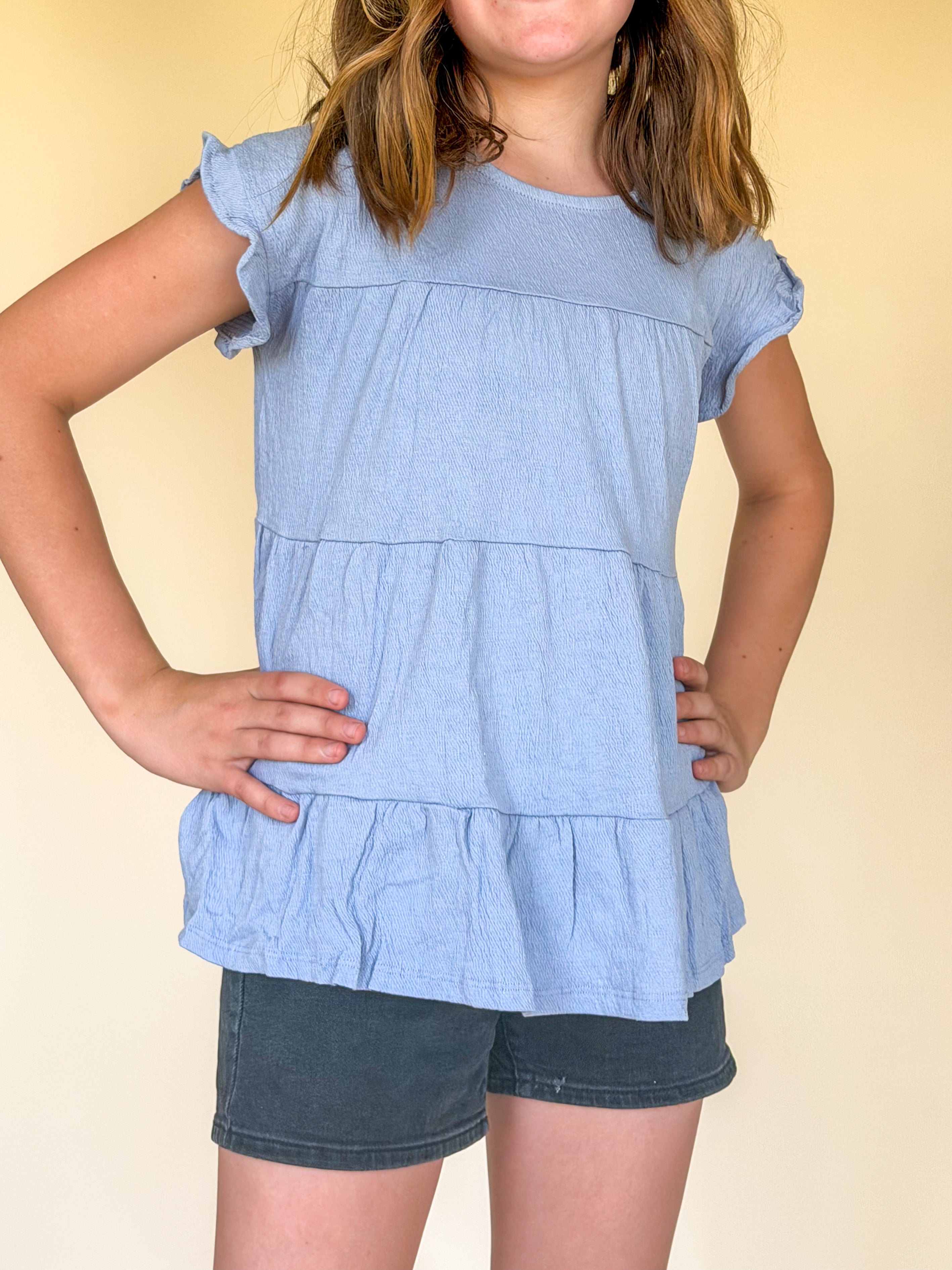 Crinkle Texture Knit Tiered Top