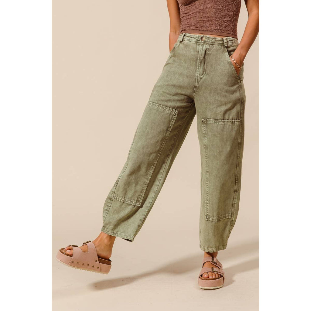 Taupe Cargo Barrel Pants