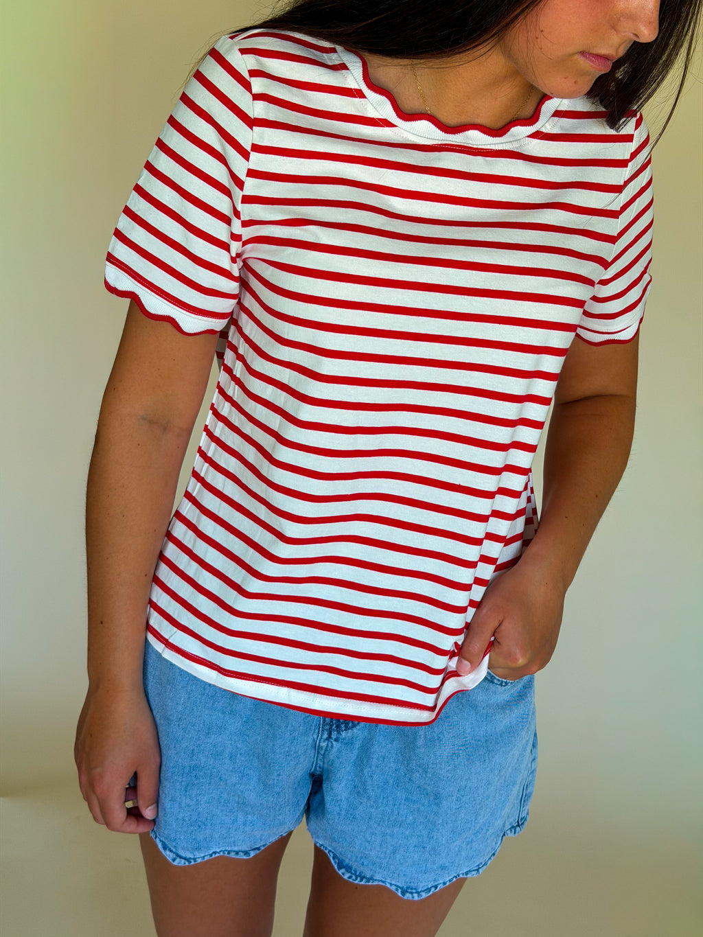 Stripe Scalloped Shirt