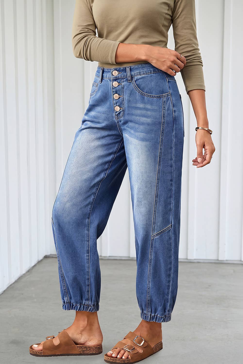 Vintage Wash Barrel Jeans