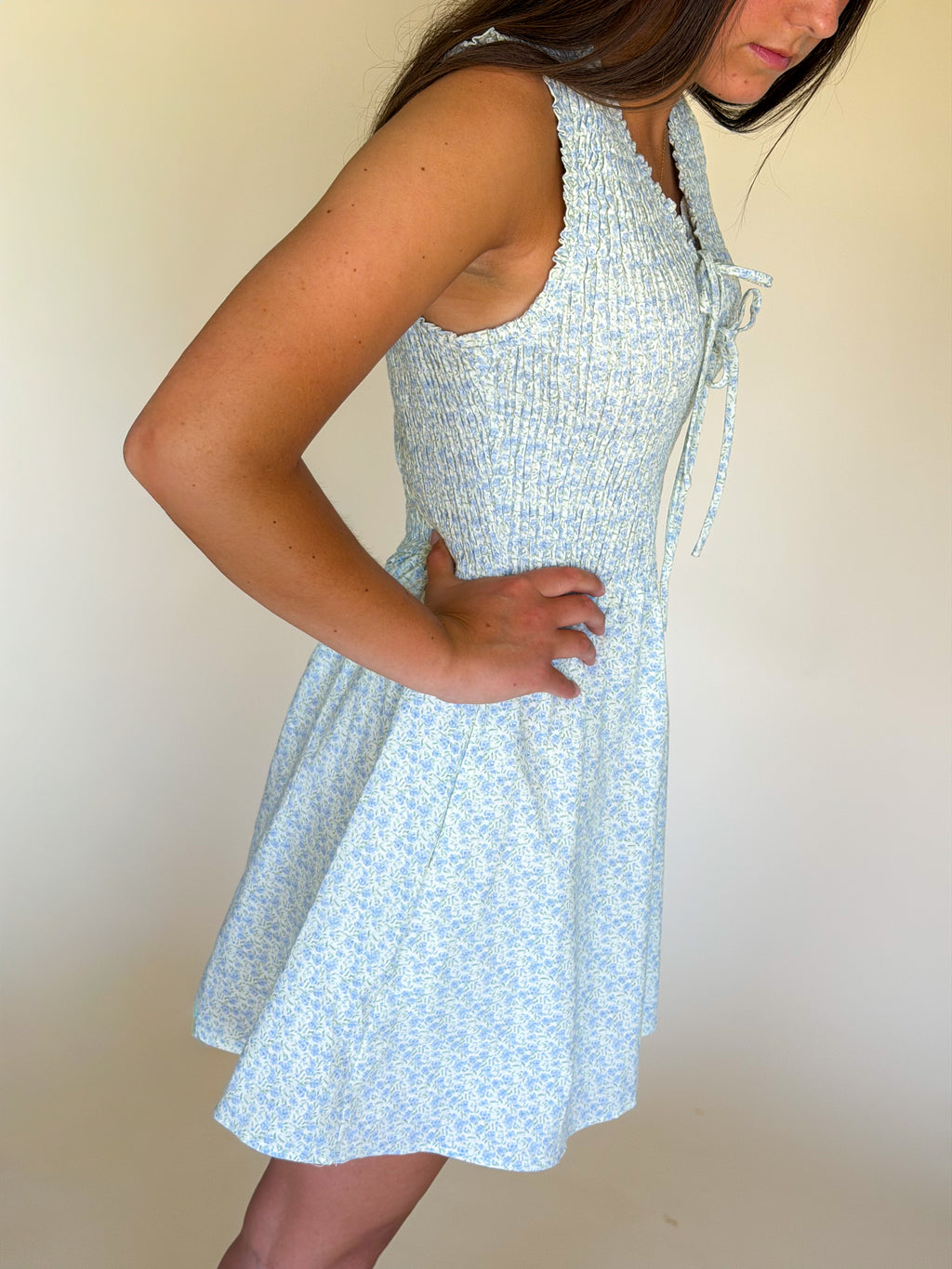 Ditsy Shirred Milkmaid Dress