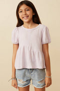 Textured Puff Sleeve Asymmetric Top