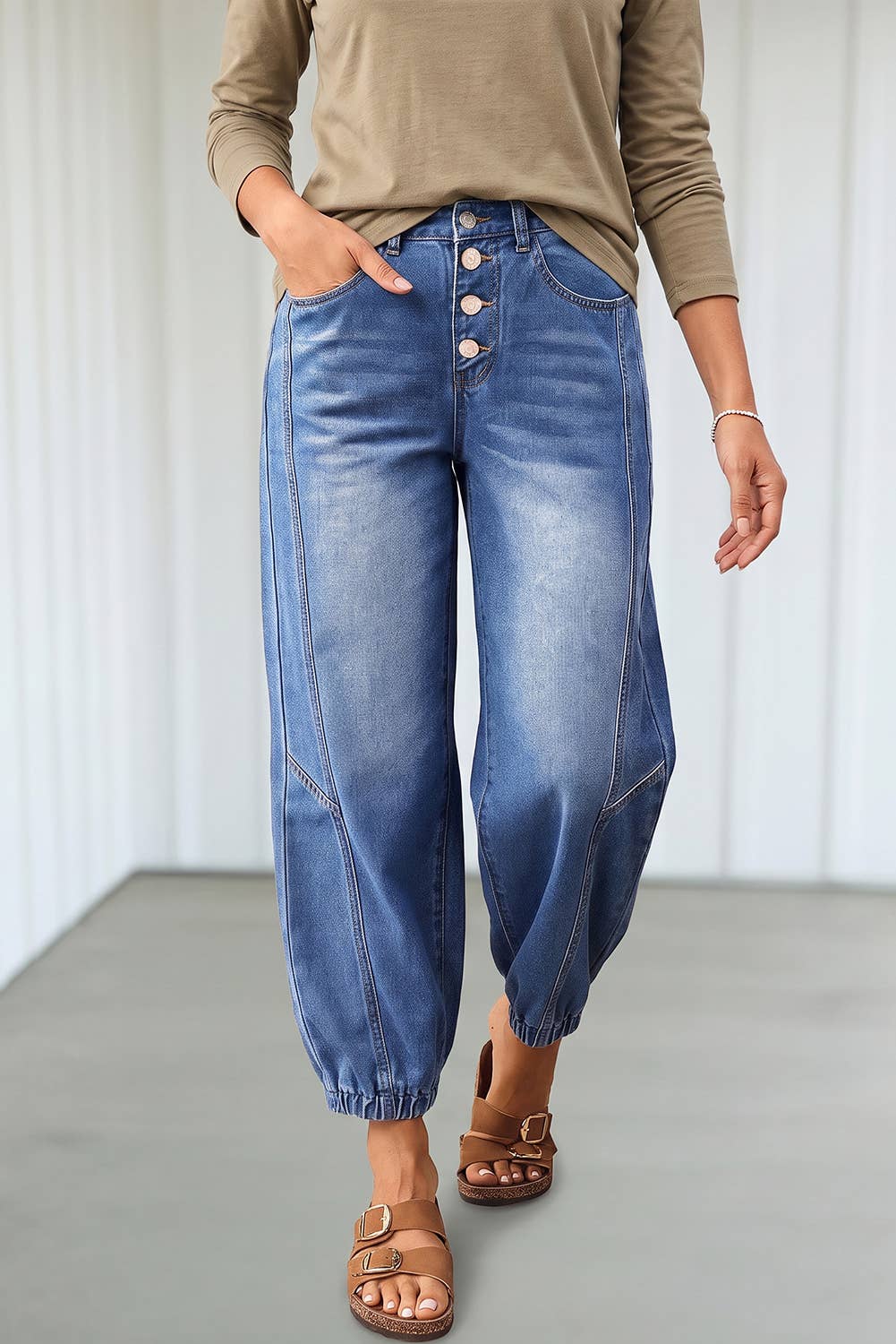 Vintage Wash Barrel Jeans