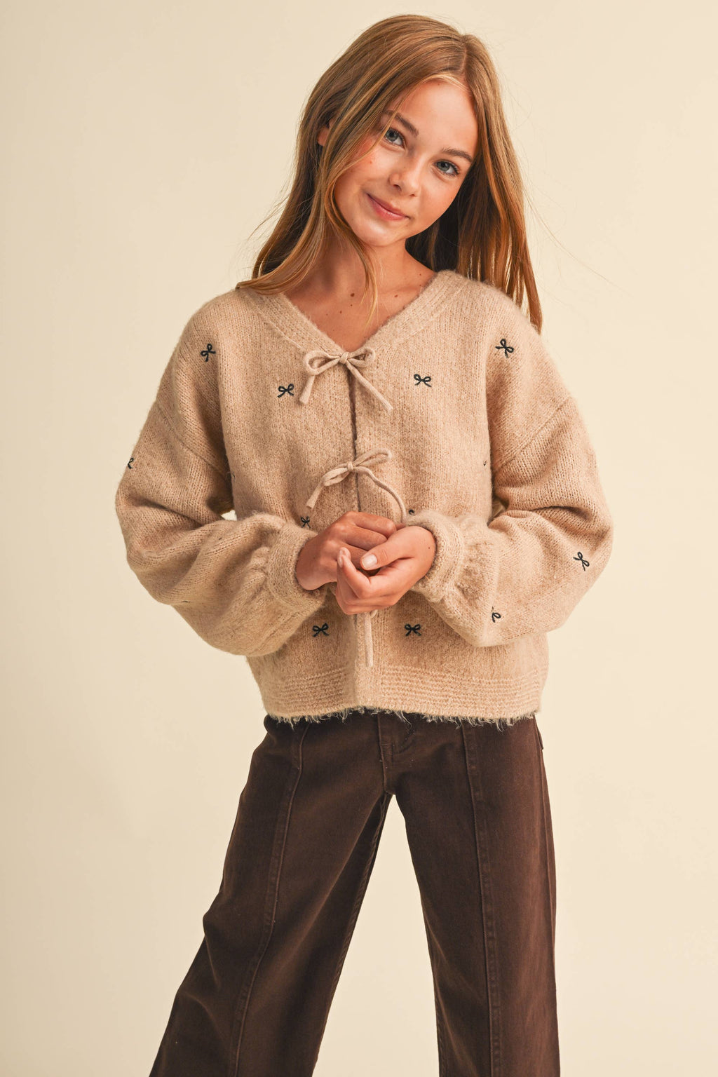 Oatmeal Bow Cardigan