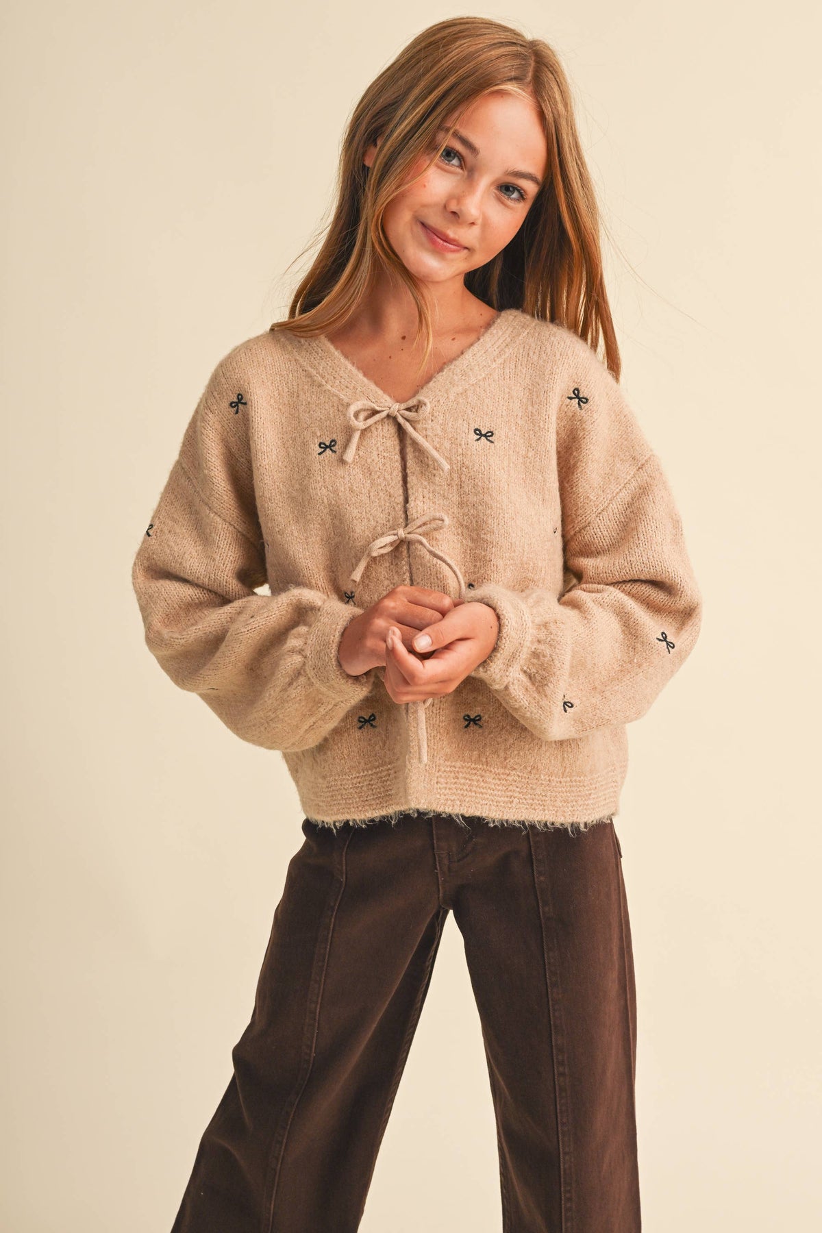 Oatmeal Bow Cardigan