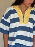 Oversized Striped Zip-Up Polo