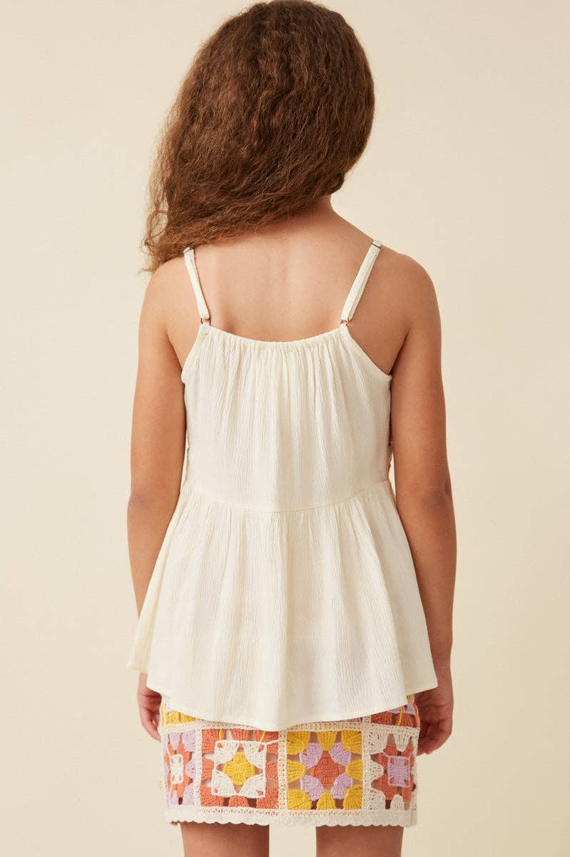 Crochet Paneled Babydoll Tank