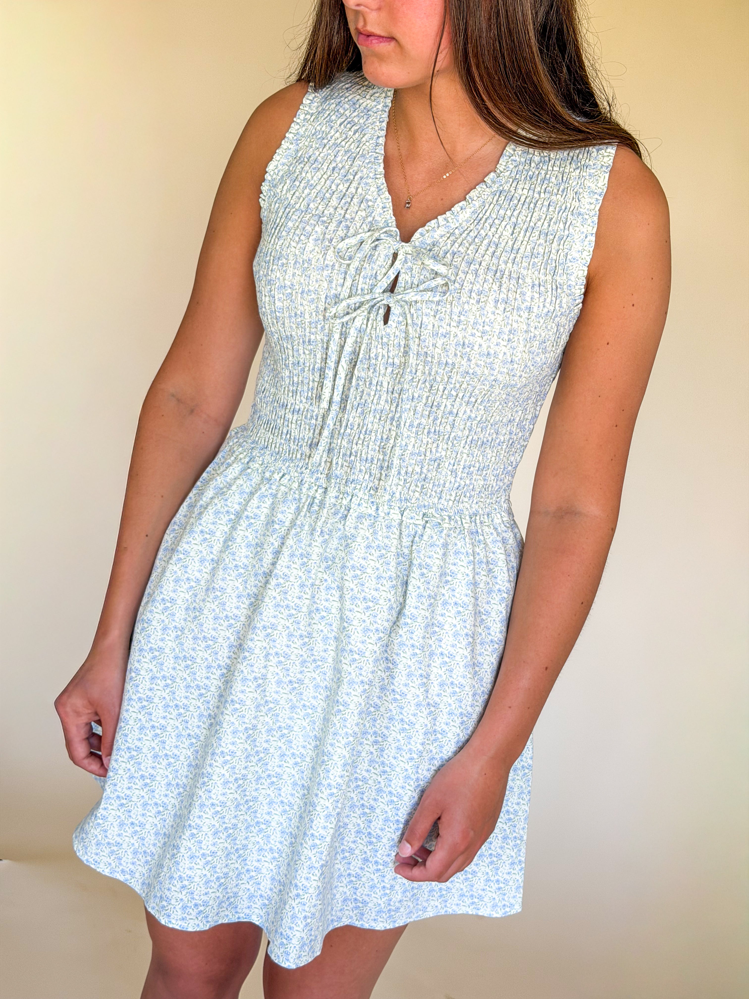 Ditsy Shirred Milkmaid Dress