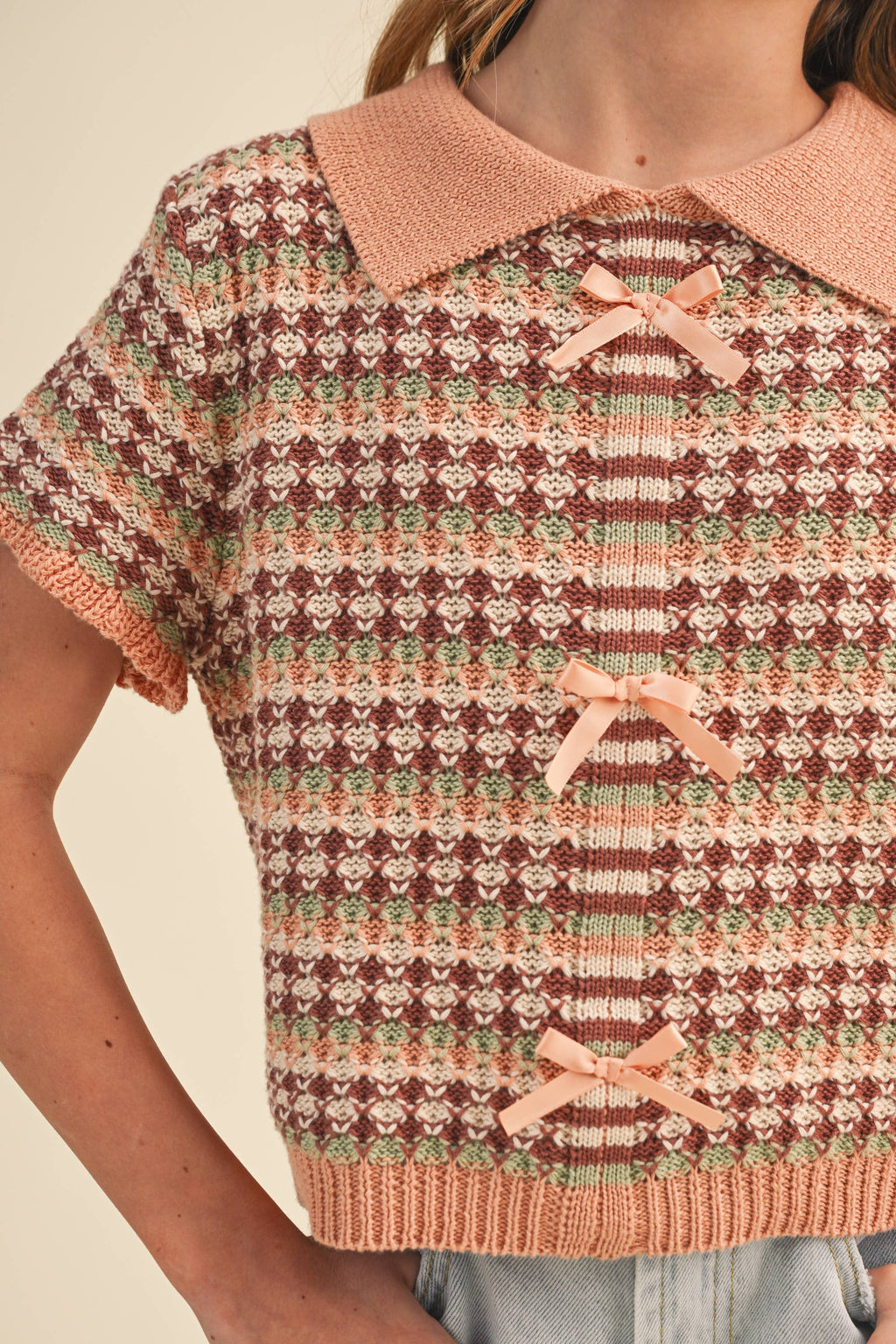 Collared Crop Knit Top