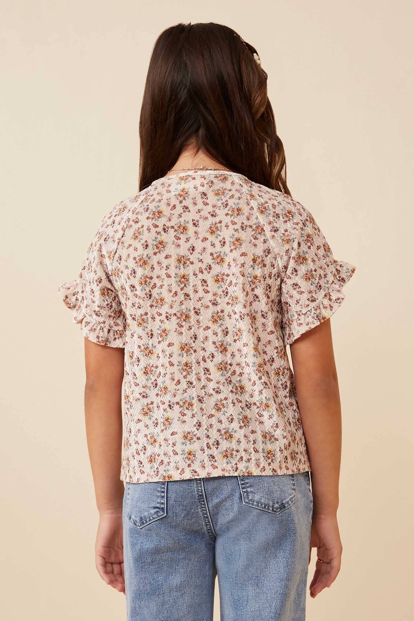 Floral Print Velvet  Top
