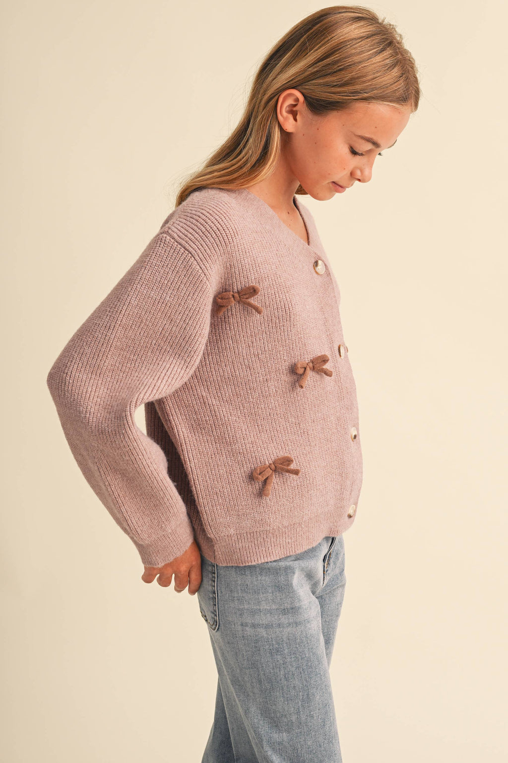 The Mauve Bow Cardigan