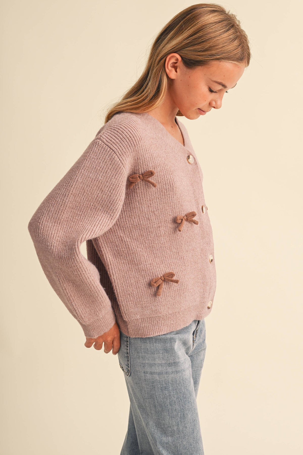 The Mauve Bow Cardigan