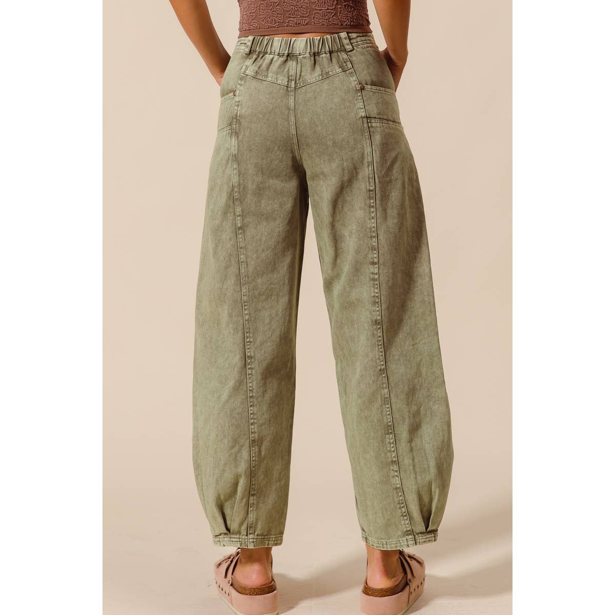Taupe Cargo Barrel Pants