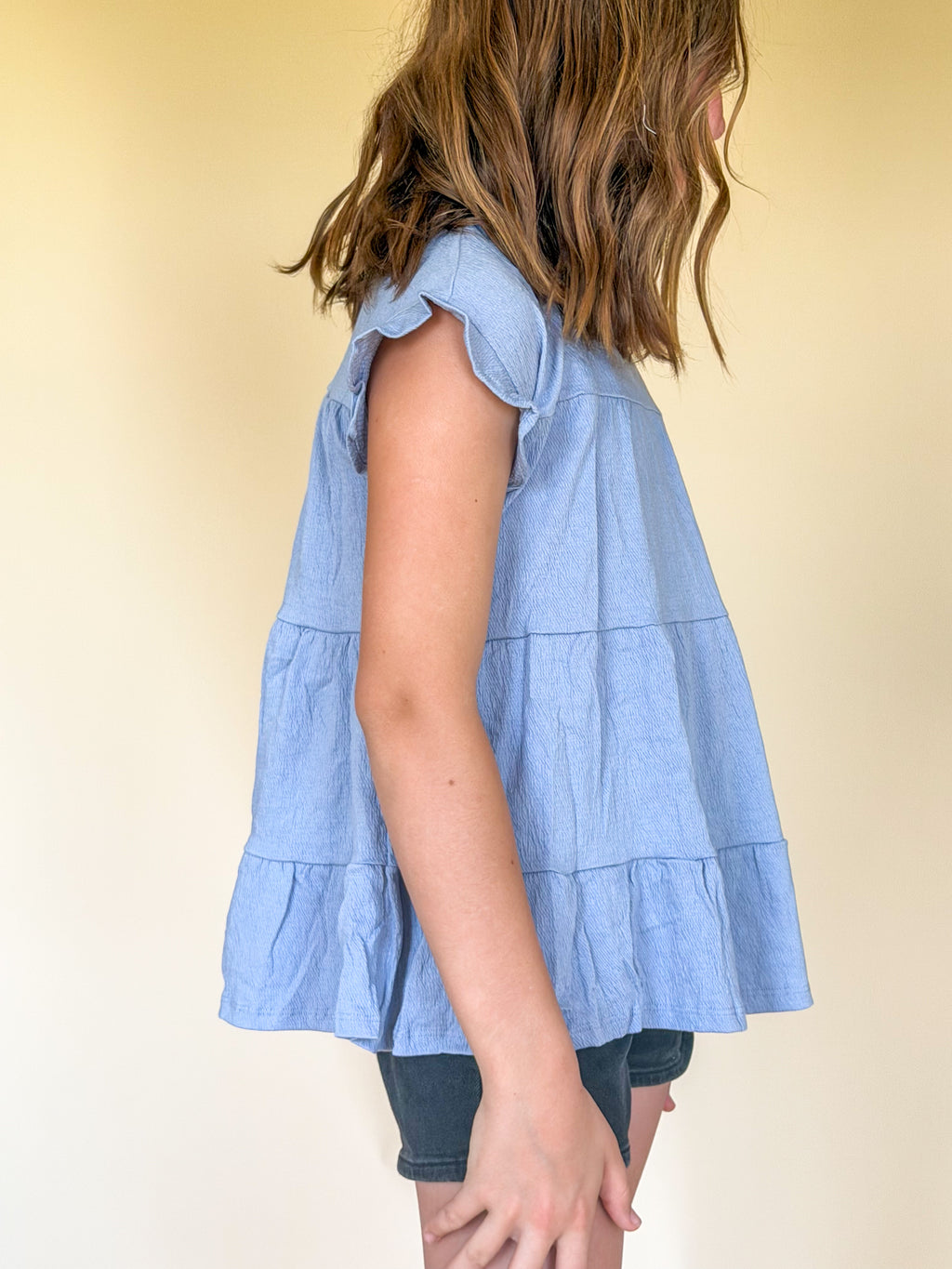 Crinkle Texture Knit Tiered Top