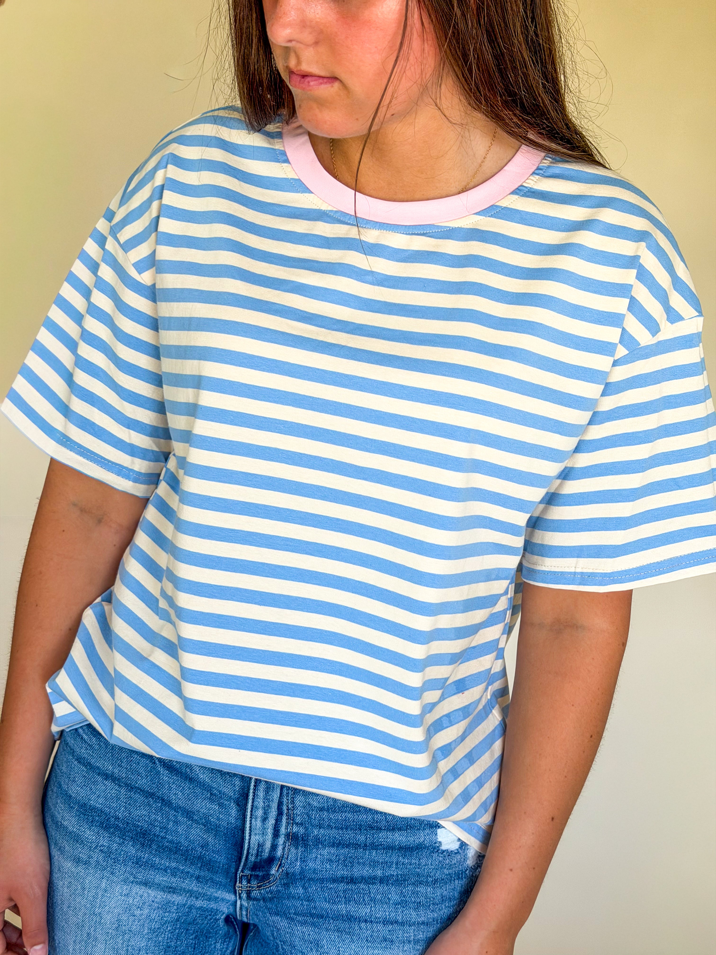 Stripe Contrast Loose Tee