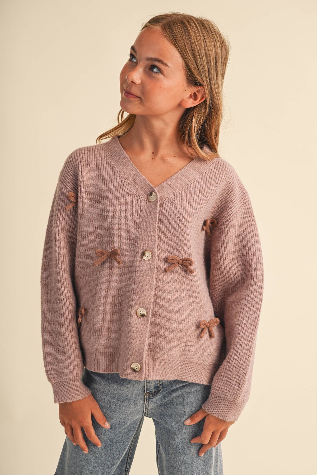 The Mauve Bow Cardigan