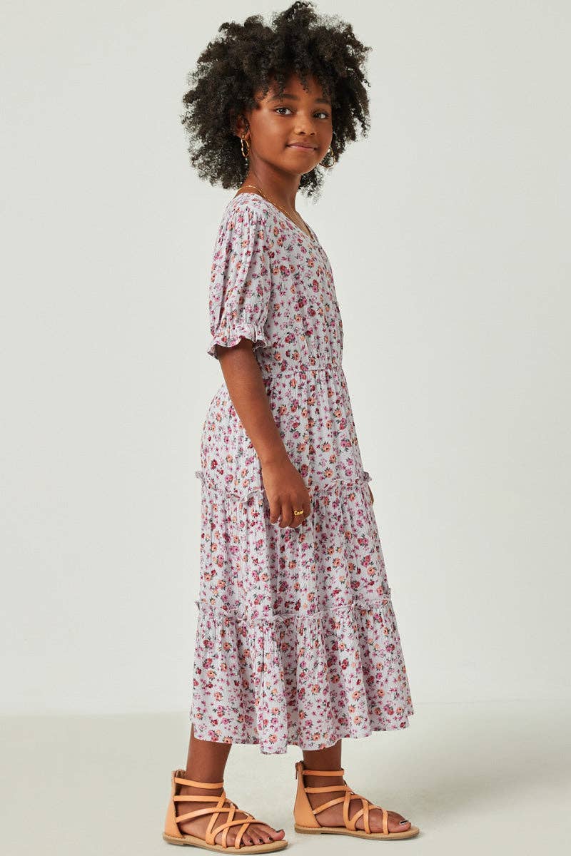 Ditsy Floral Button Ruffle Dress