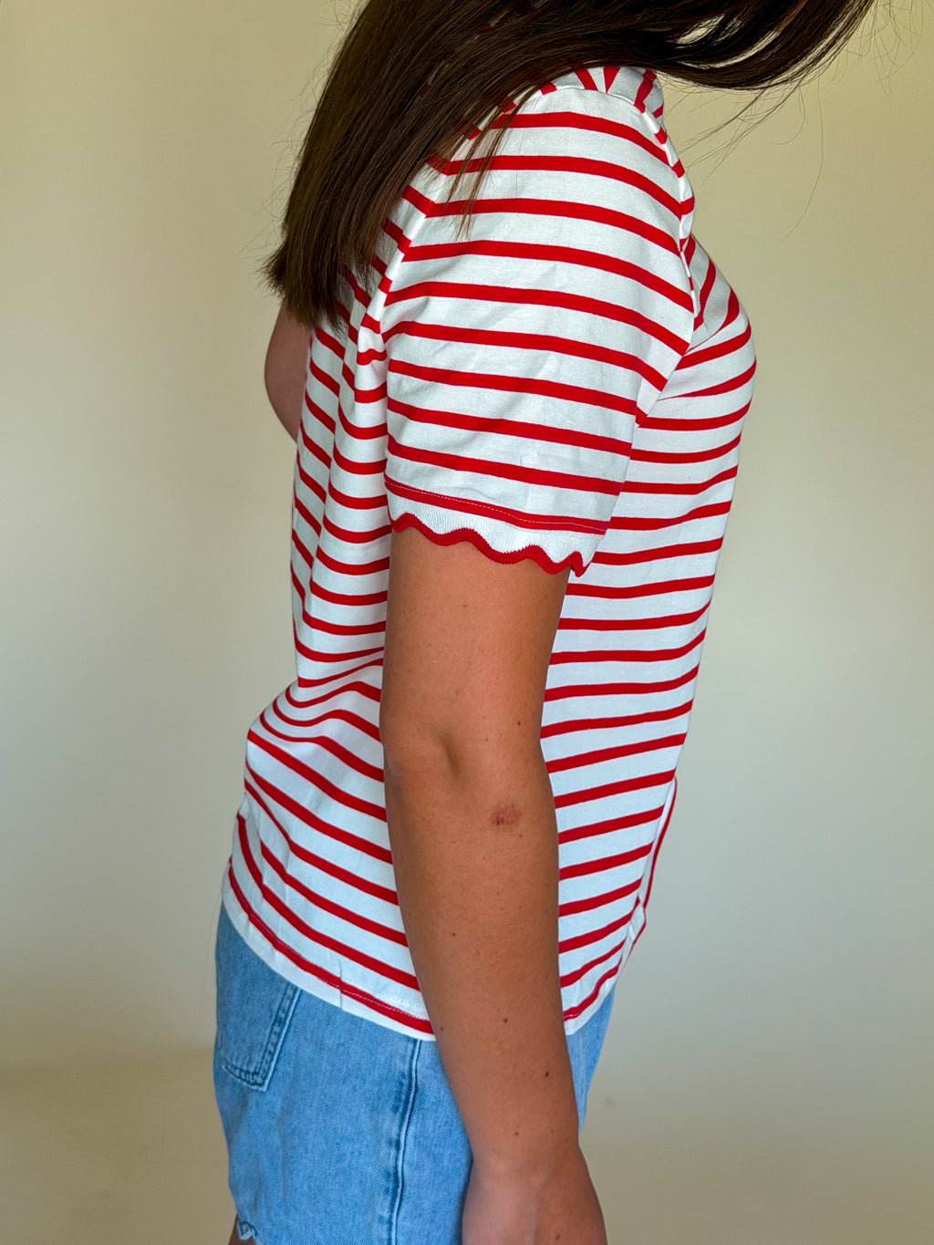 Stripe Scalloped Shirt