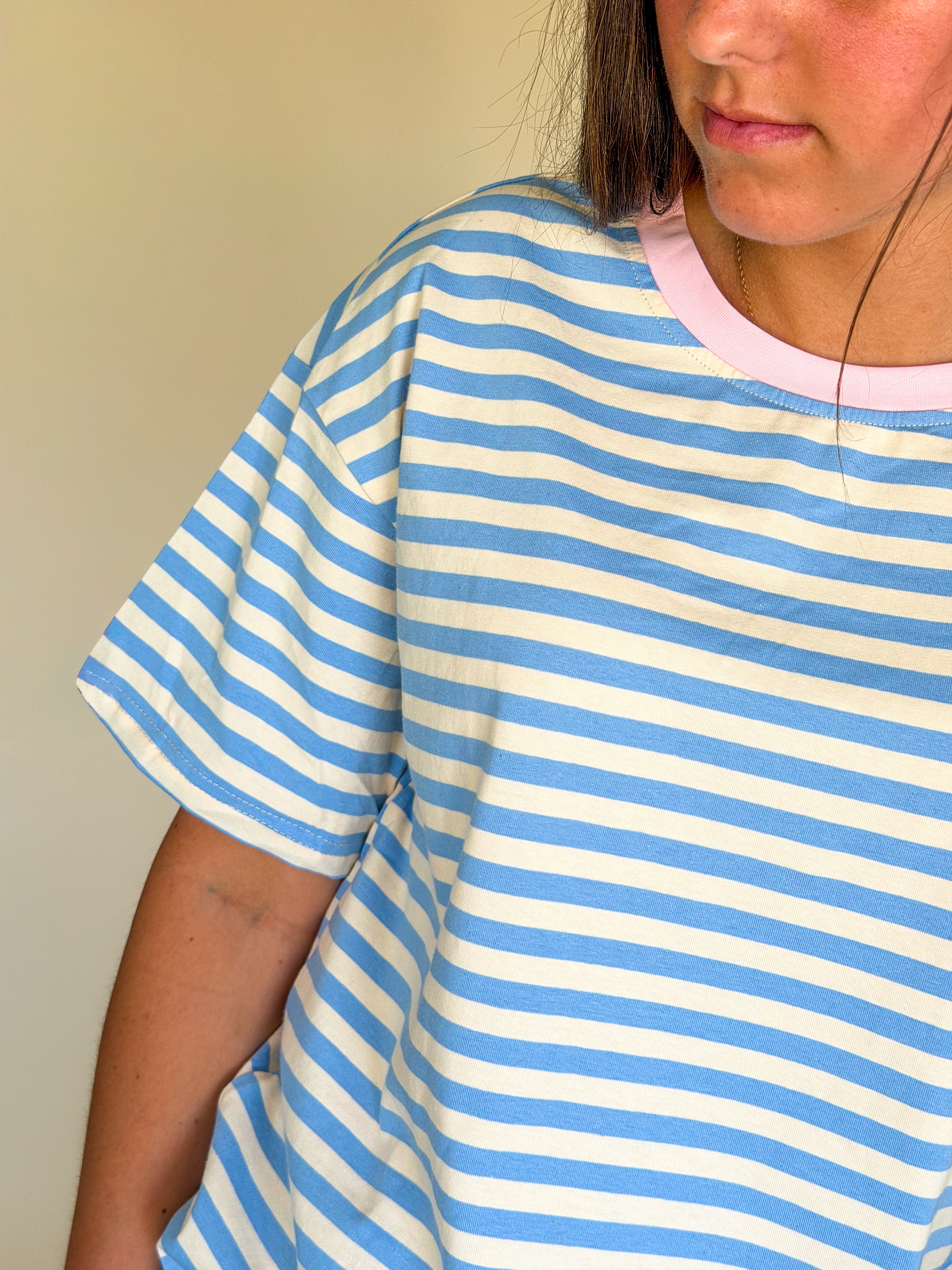 Stripe Contrast Loose Tee