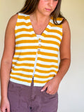 Striped Button-Front Sweater Vest