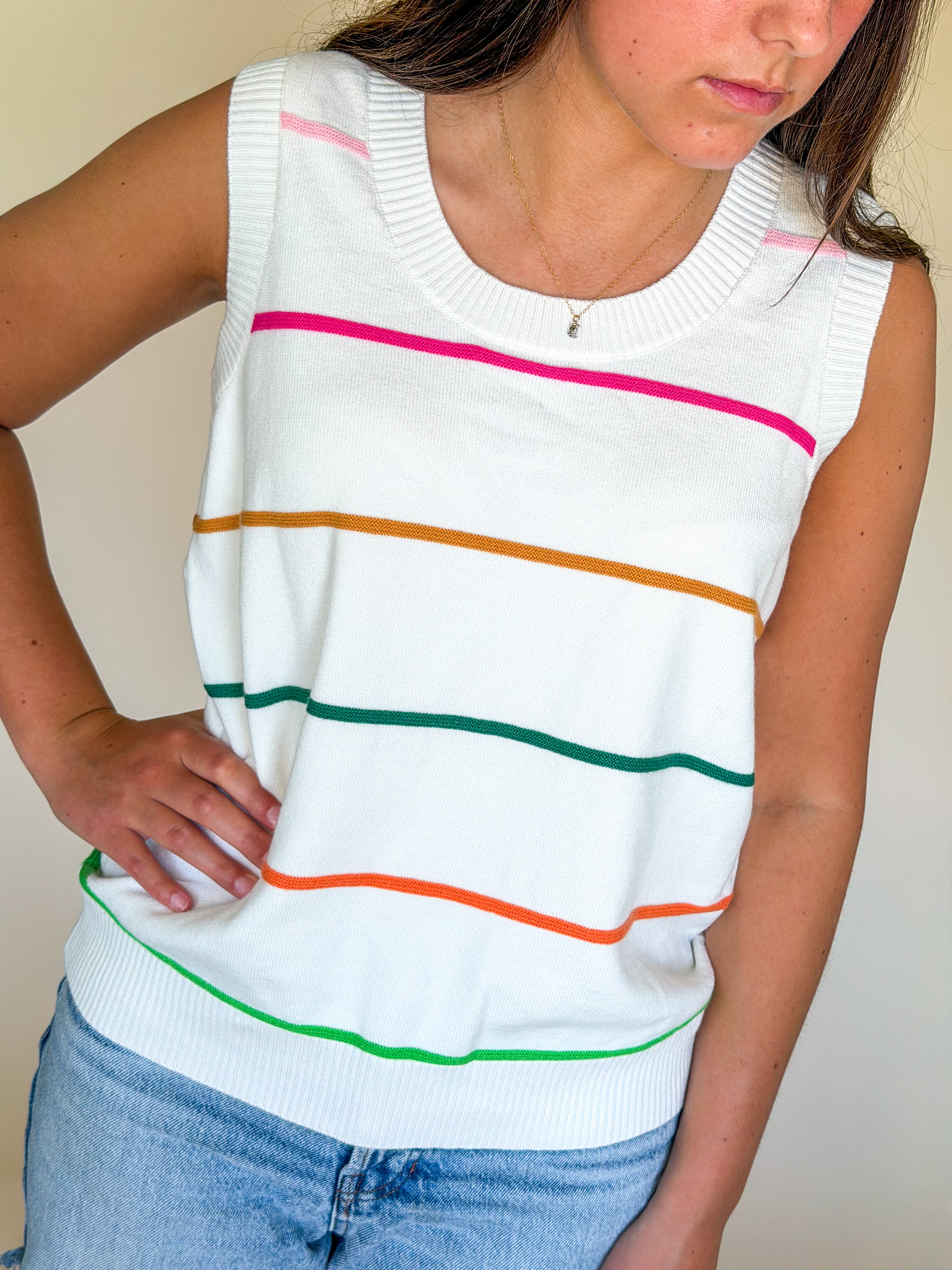 Striped Knitted Sweater Tank