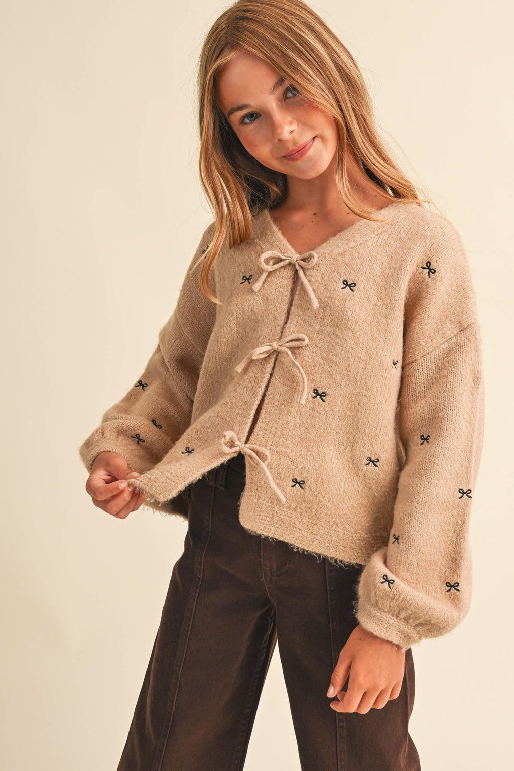Oatmeal Bow Cardigan