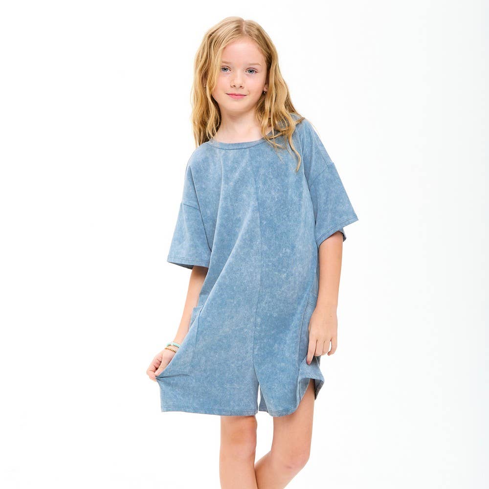Mineral Washed Low-Back Oversized Romper