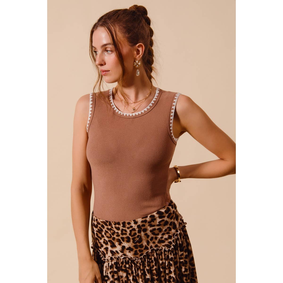 Embroidered Sleeveless Tank