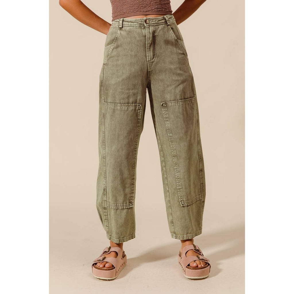 Taupe Cargo Barrel Pants