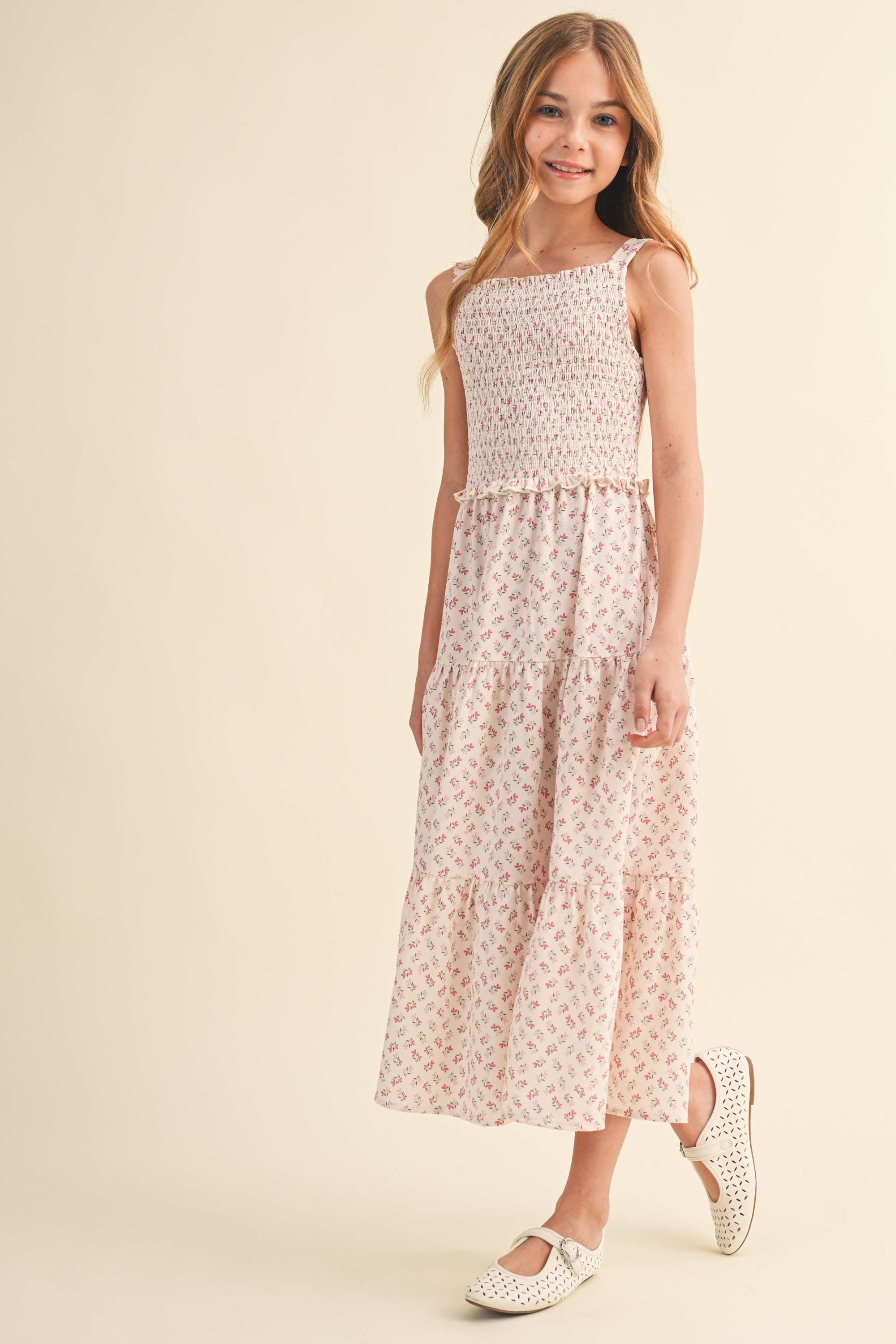 Smocked Tiered Midi Dress