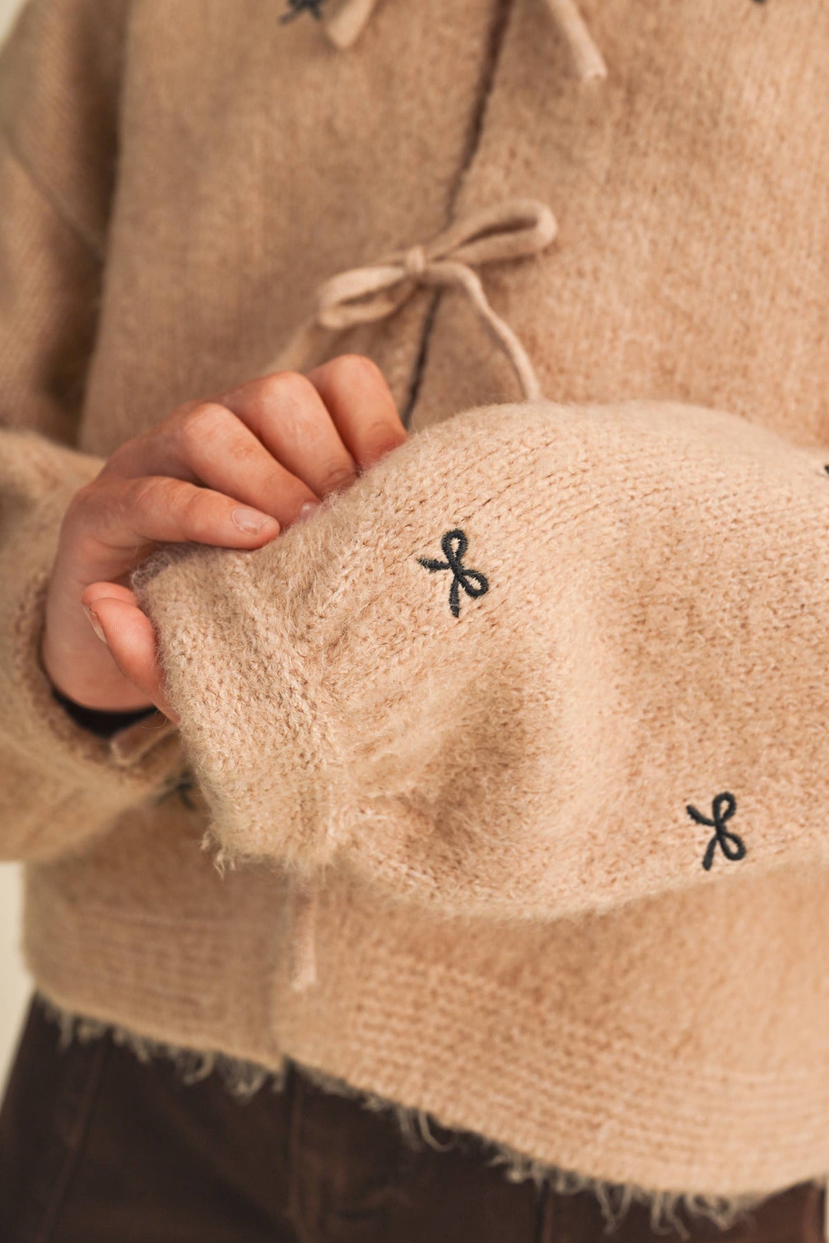 Oatmeal Bow Cardigan