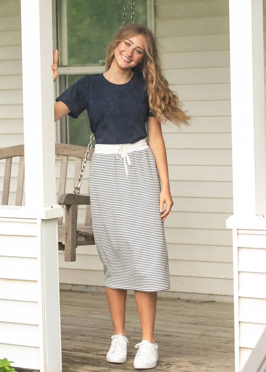 Robyn Striped Midi Skirt