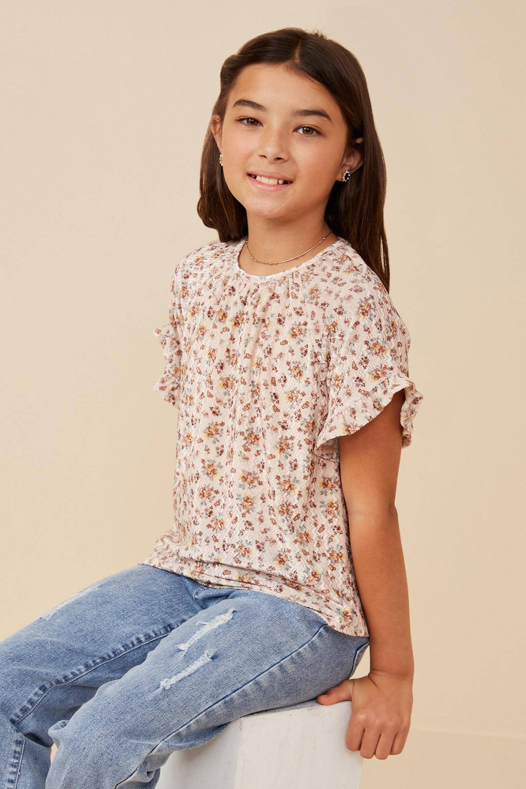 Floral Print Velvet  Top