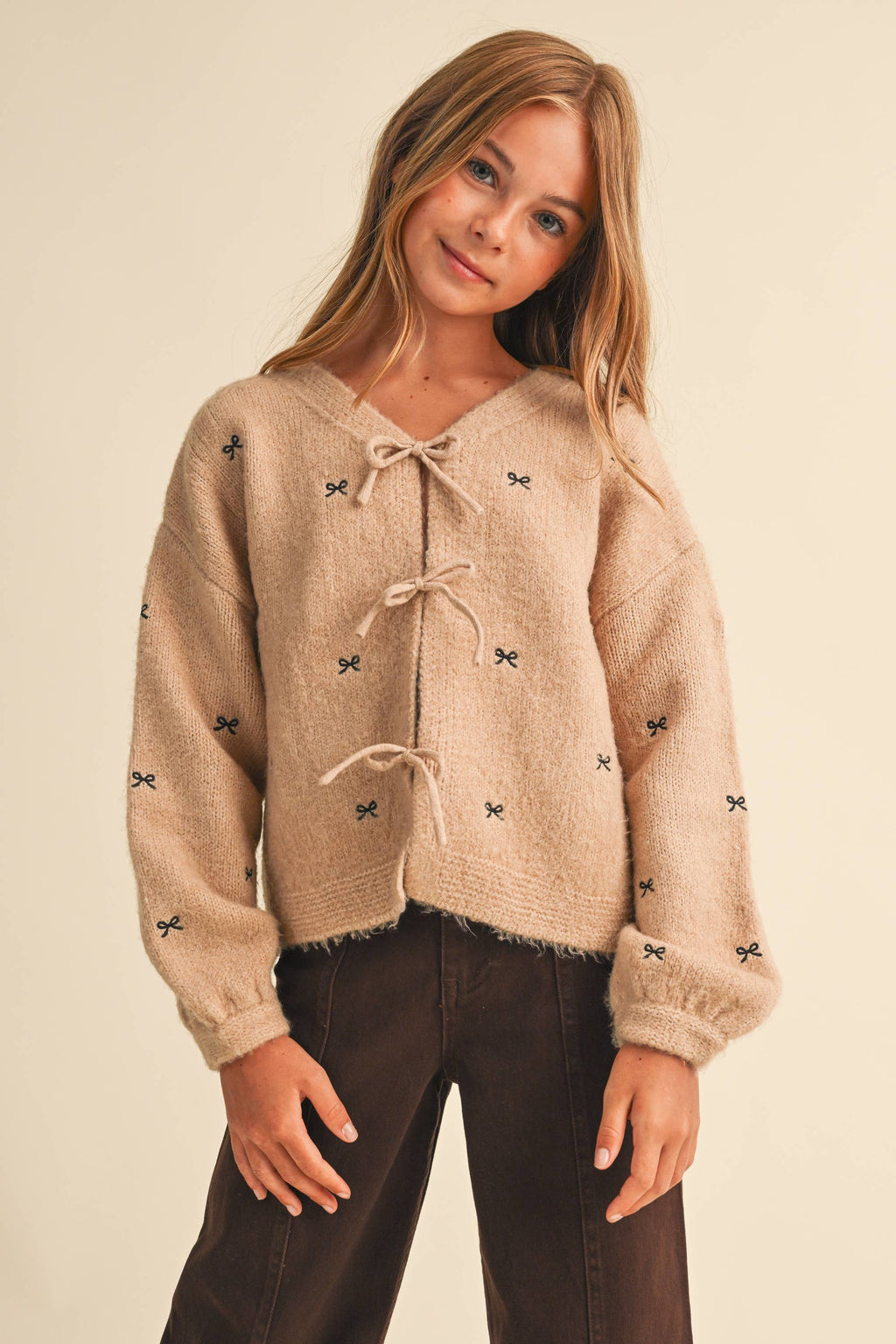 Oatmeal Bow Cardigan
