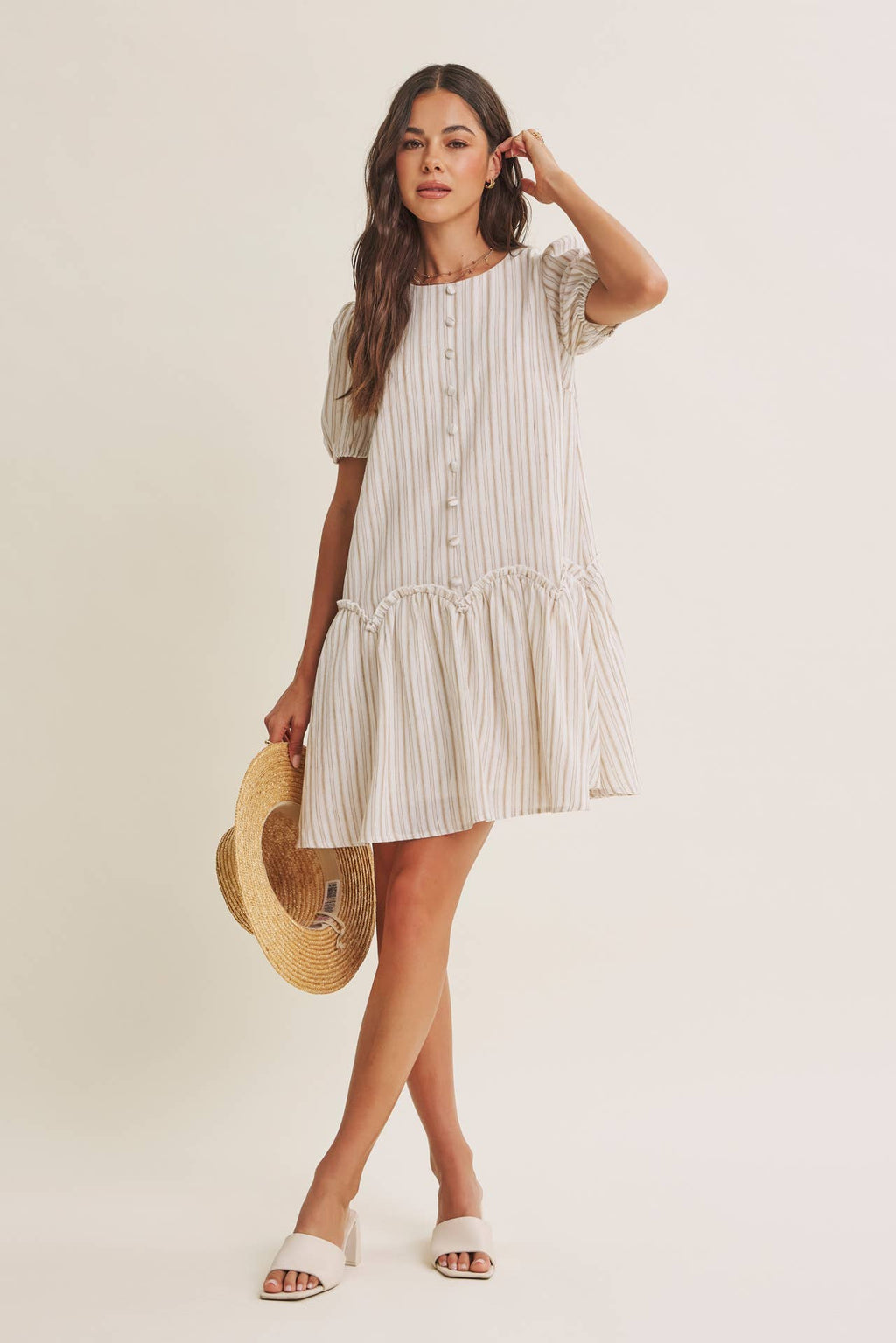 Stripe Puff Sleeve Dress