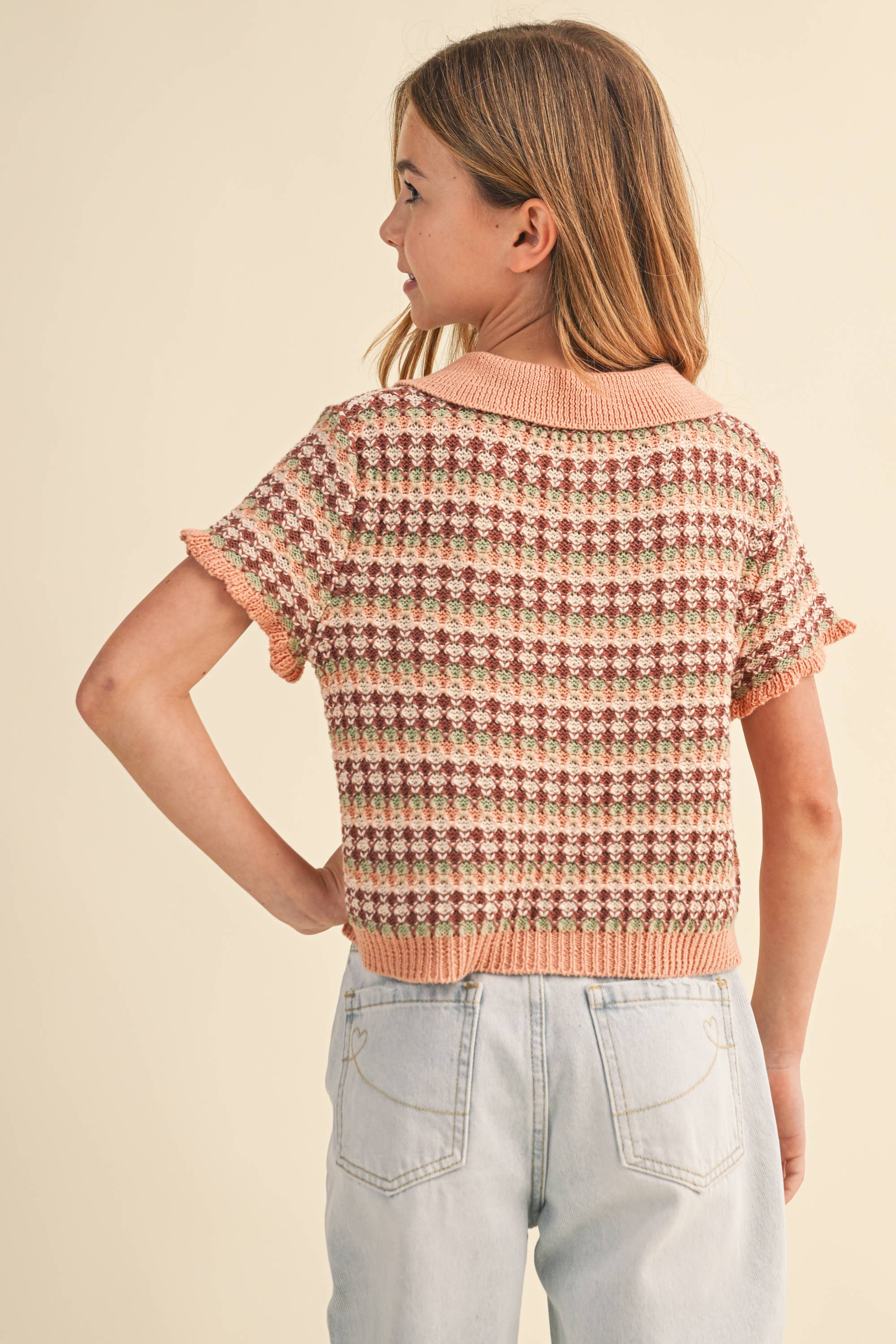 Collared Crop Knit Top