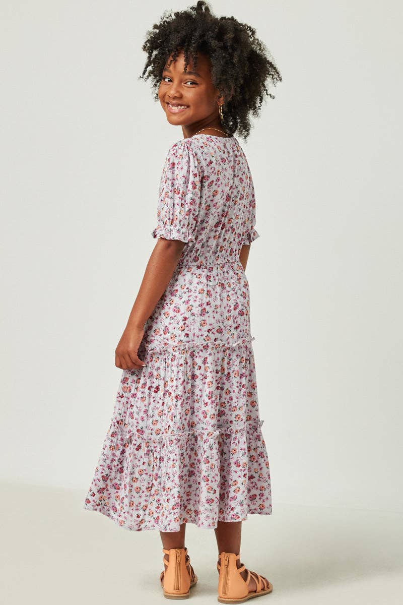 Ditsy Floral Button Ruffle Dress