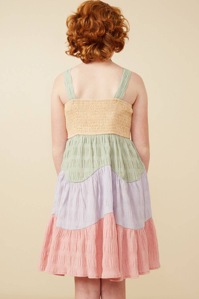 Wavy Tiered Color Block Dress