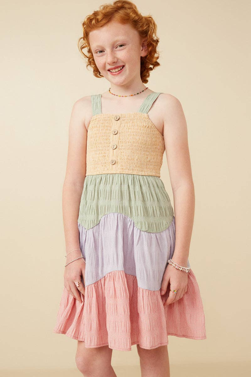 Wavy Tiered Color Block Dress