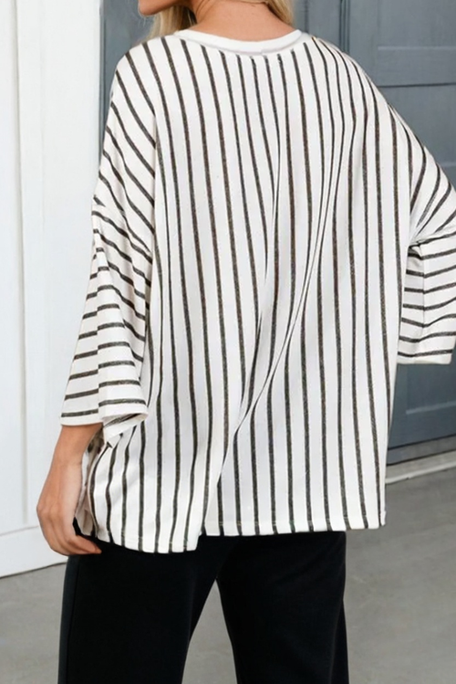 Colorblock 3/4 Sleeve Loose T Shirt
